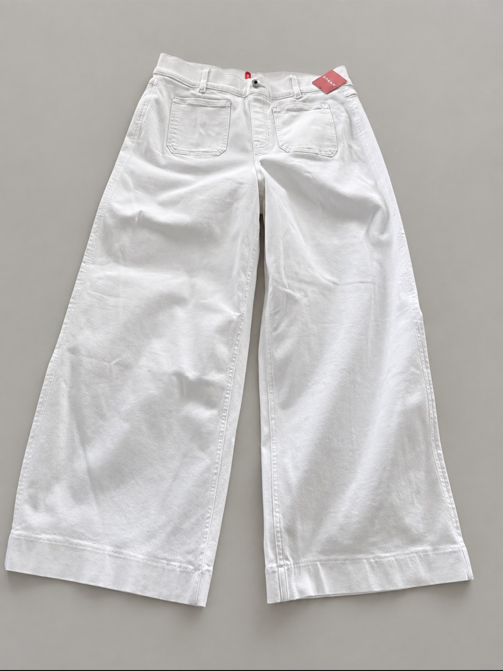 SPANX White Cropped Wide Leg Jeans Size L NWT